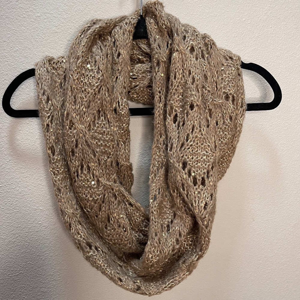 Berkshire Fashion Knit Infinity Scarf with Gold Sequins